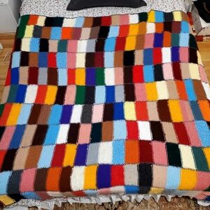 Vintage Huge 70s Crocheted Blanket Vibrant Colors 200cm×250cm